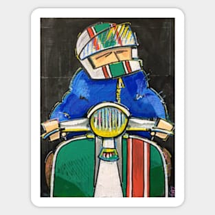 Retro Scooter, Classic Scooter, Scooterist, Scootering, Scooter Rider, Mod Art Sticker